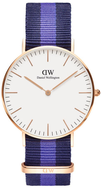 Daniel Wellington Classic Swansea White Dial Two Tone Nylon Strap Watch For Women - 0504DW Authentic Buy Shop Now