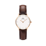 Daniel Wellington Classy Bristol White Dial Brown Leather Strap Watch For Women - DW00100062 Authentic Buy Shop Now