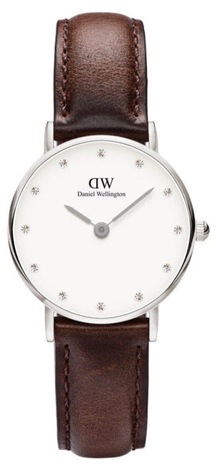 Daniel Wellington Classy Bristol White Dial Brown Leather Strap Watch For Women - DW00100070 Authentic Buy Shop Now