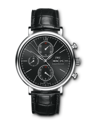 IWC Portofino Chronograph Black Dial Black Leather Strap Watch for Men - IW391029 Authentic Buy Shop Now