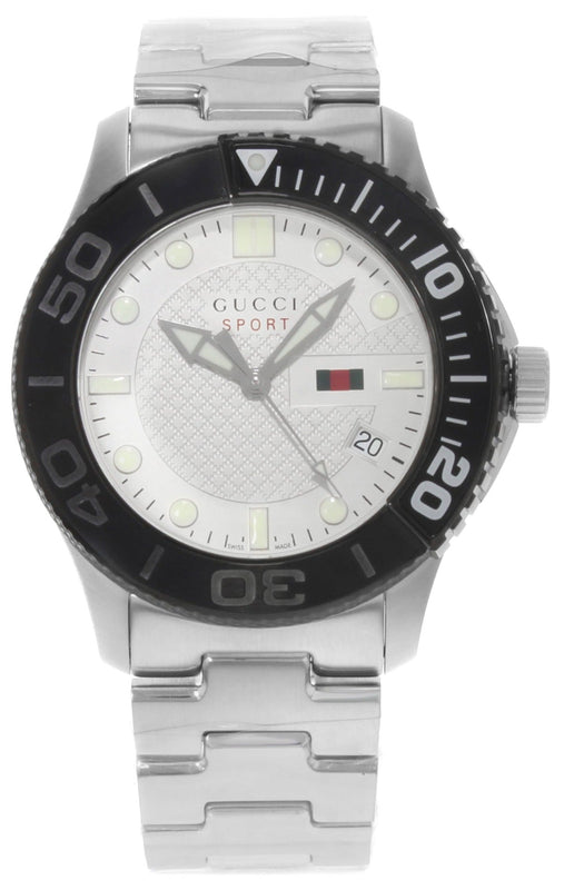 Gucci G Timeless Sport White Dial Silver Steel Strap Watch For Men - YA126250 Authentic Buy Shop Now