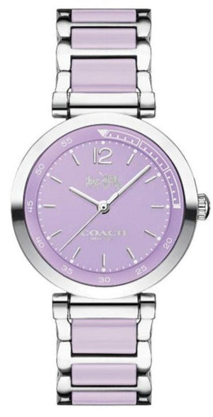 Coach Tristent Purple Dial Two Tone Steel Strap Watch for Women - 14502461 Authentic Buy Shop Now