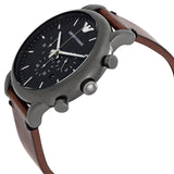Emporio Armani Classic Chronograph Black Dial Brown Leather Strap Watch For Men - AR1919 Authentic Buy Shop Now