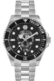 Philipp Plein The $kull Diver Black Dial Silver Steel Strap Watch For Men- PWOAA0522 Authentic Buy Shop Now
