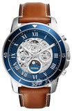 Fossil Grant Sport Automatic Skeleton Blue Dial Brown Leather Strap Watch for Men - ME3140 Authentic Buy Shop Now