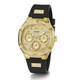 Guess Duchess Crystals Gold Dial Black Silicon Strap Watch For Women - GW0619L2 Authentic Buy Shop Now