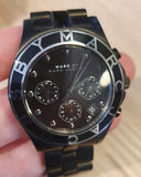 Marc Jacobs Blade Chronograph Black Dial Black Steel Strap Watch for Women - MBM3083 Authentic Buy Shop Now