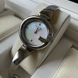 Gucci Guccissima Diamonds Mother of Pearl Dial Silver Steel Strap Watch For Women - YA134303 Authentic Buy Shop Now