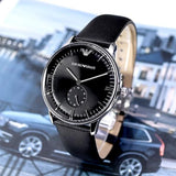 Emporio Armani Gianni Quartz Black Dial Black Leather Strap Watch For Men - AR0382 Authentic Buy Shop Now