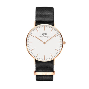Daniel Wellington Classic Cornwall White Dial Black Nylon Strap Watch For Women - DW00100259 Authentic Buy Shop Now