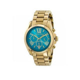 Michael Kors Bradshaw Chronograph Blue Dial Gold Steel Strap Watch For Women - MK5975 Authentic Buy Shop Now
