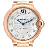Cartier Ballon Bleu Diamonds White Dial Pink Leather Strap Watch for Women - WE902050 Authentic Buy Shop Now