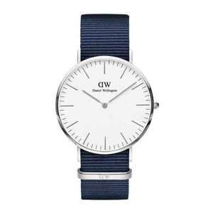 Daniel Wellington Classic Bayswater White Dial Blue NATO Strap Watch For Men - DW00100276 Authentic Buy Shop Now