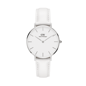 Daniel Wellington Petite Bondi White Dial White Leather Strap Watch For Women - DW00100190 Authentic Buy Shop Now