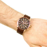 Hugo Boss Rafale Chronograph Brown Dial Brown Leather Strap Watch For Men - 1513392 Authentic Buy Shop Now