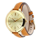 Michael Kors Runway Gold Dial Brown Leather Strap Watch For Women - MK2256 Authentic Buy Shop Now