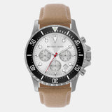 Michael Kors Everest Analog White Dial Brown Leather Strap Watch For Men - MK9092 Authentic Buy Shop Now