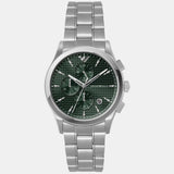 Emporio Armani Paolo Chronograph Green Dial Silver Steel Strap Watch For Men - AR11529 Authentic Buy Shop Now