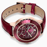 Swarovski Octea Lux Chrono Red Dial Red Leather Strap Watch for Men - 5646975 Authentic Buy Shop Now