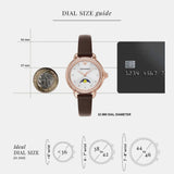 Emporio Armani Mia Moonphase Silver Dial Brown Leather Strap Watch For Women - AR11568 Authentic Buy Shop Now