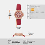 Michael Kors Camille Three Hand Crystals Rose Gold Dial Red Leather Strap Watch For Women - MK4701 Authentic Buy Shop Now