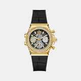 Guess Fusion Chronograph Black Dial Black Leather Strap Watch For Women - GW0553L4 Authentic Buy Shop Now