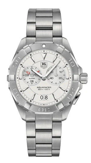 Tag Heuer Aquaracer Chronograph White Dial Silver Steel Strap Watch for Men - WAY111Y.BA0928 Authentic Buy Shop Now