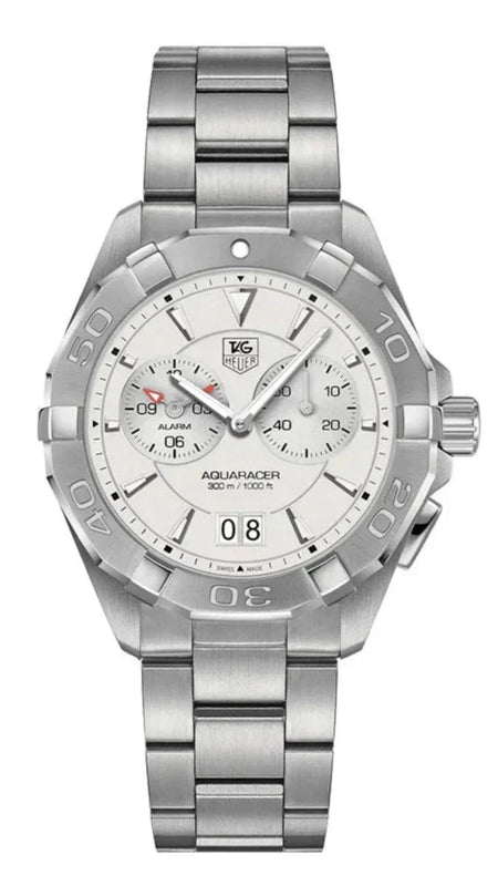 Tag Heuer Aquaracer Chronograph White Dial Silver Steel Strap Watch for Men - WAY111Y.BA0928 Authentic Buy Shop Now