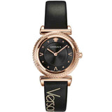 Versace V-Motif Vintage Logo Black Dial Black Leather Strap Watch for Women - VERE00818 Authentic Buy Shop Now