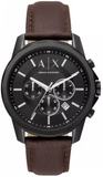 Armani Exchange Outerbanks Chronograph Black Dial Brown Leather Strap Watch For Men - AX1732 Authentic Buy Shop Now
