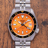 Seiko 5 Sports GMT Automatic Orange Dial Silver Steel Strap Watch For Men - SSK005K1 Authentic Buy Shop Now