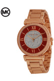 Michael Kors Caitlin Red Dial Rose Gold Stainless Steel Strap Watch for Women - MK3377 Authentic Buy Shop Now