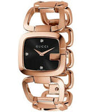 Gucci G Gucci Diamonds Black Dial Rose Gold Steel Strap Watch For Women - YA125409 Authentic Buy Shop Now