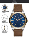 Armani Exchange Nico Quartz Blue Dial Brown Leather Strap Watch For Men - AX2334 Authentic Buy Shop Now