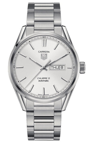 Tag Heuer Carrera Calibre 5 Automatic White Dial Silver Steel Strap Watch for Men - WAR201B.BA0723 Authentic Buy Shop Now