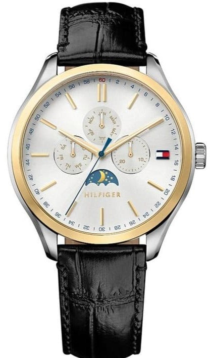 Tommy Hilfiger Oliver Analog Silver Dial Black Leather Strap Watch for Men - 1791305 Authentic Buy Shop Now