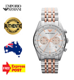 Emporio Armani Sportivo Chronograph Silver Dial Two Tone Steel Strap Watch For Men - AR5999 Authentic Buy Shop Now