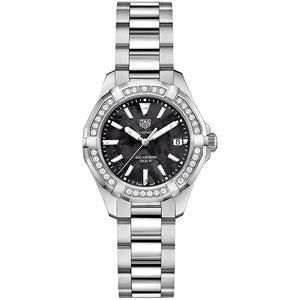 Tag Heuer Aquaracer Quartz Diamonds Black Dial Silver Steel Strap Watch for Women - WAY131P.BA0748 Authentic Buy Shop Now