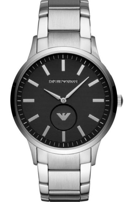 Emporio Armani Renato Quartz Black Dial Silver Steel Strap Watch For Men - AR11118 Authentic Buy Shop Now