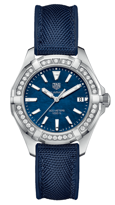 Tag Heuer Aquaracer Quartz Diamonds Blue Dial Blue Nylon Strap Watch for Women - WAY131N.FT6091 Authentic Buy Shop Now