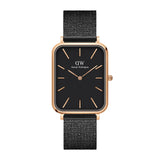 Daniel Wellington Quadro Pressed Ashfield Black Dial Black Mesh Strap Watch for Women - DW00100467 Authentic Buy Shop Now