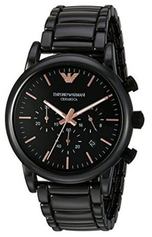 Emporio Armani Luigi Ceramic Chronograph Black Dial Black Strap Watch For Men - AR1509 Authentic Buy Shop Now