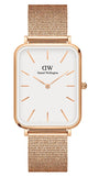 Daniel Wellington Quadro Pressed Melrose White Dial Rose Gold Mesh Strap Watch For Women - DW00100465 Authentic Buy Shop Now