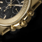 Versace Greca Action Chronograph Black Dial Gold Steel Strap Watch For Men - VE3J00622 Authentic Buy Shop Now