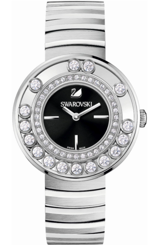 Swarovski Lovely Crystal Black Dial Silver Steel Strap Watch for Women - 1160305 Authentic Buy Shop Now