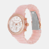 Michael Kors Runway Chronograph White Dial Pink Steel Strap Watch for Women - MK7424 Authentic Buy Shop Now