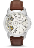 Fossil Grant Twist Multi-Function White Dial Brown Leather Strap Watch for Men - ME1144 Authentic Buy Shop Now