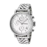 Fossil Boyfriend Chronograph Silver Dial Silver Steel Strap Watch for Women - ES2198 Authentic Buy Shop Now