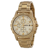 Fossil Dean Chronograph Champagne Dial Gold Steel Strap Watch for Men - FS4867 Authentic Buy Shop Now