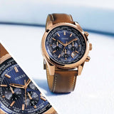 Guess Persuit Chronograph Blue Dial Brown Leather Strap Watch for Men - W0500G1 Authentic Buy Shop Now